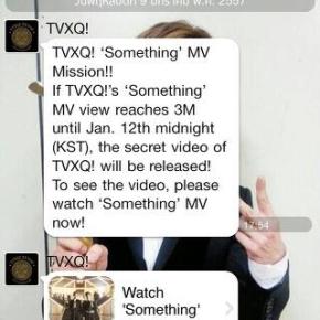 [NEWS] 140109 Mise à jour du compte Kakaotalk officiel de TVXQ : Mission clip de TVXQ! &lsquo;Something&rsquo;  !
