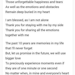 [TRAD] 140801 Jaejoong – message rédigé à la main par Jaejoong pour ses 10 ans de&nbsp;carrière